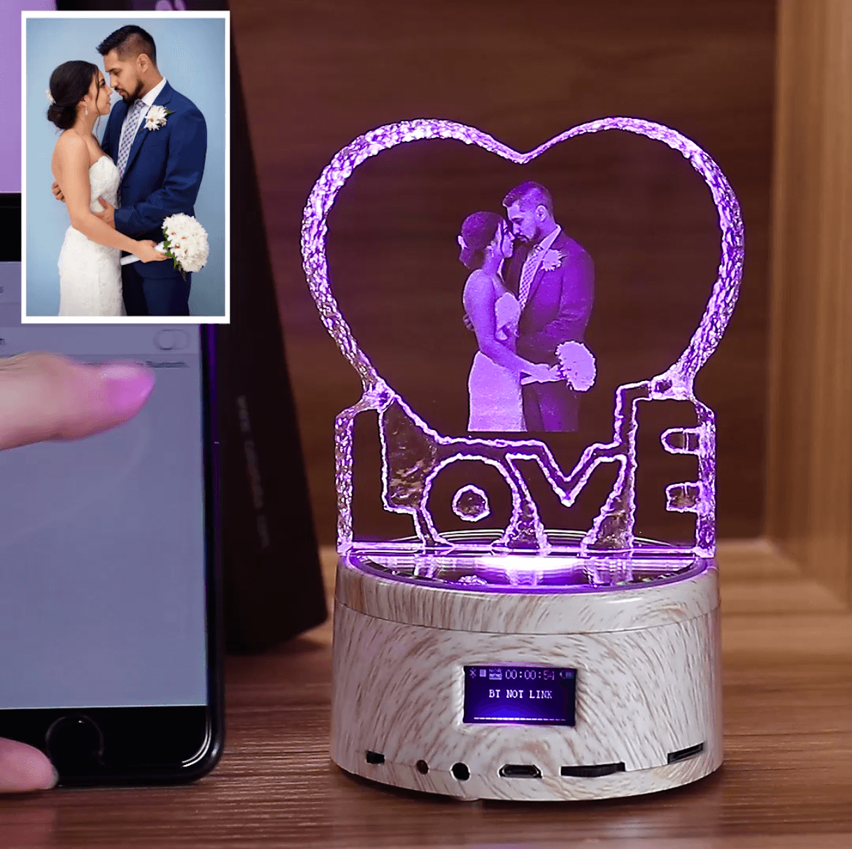 Custom 3d Photo Engraved Crystal Lamp
